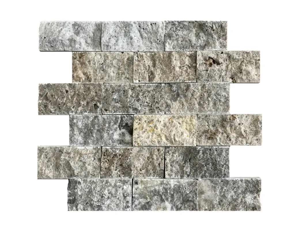 Gümüş Traverten Fileli Patlatma Taş 5x10 cm